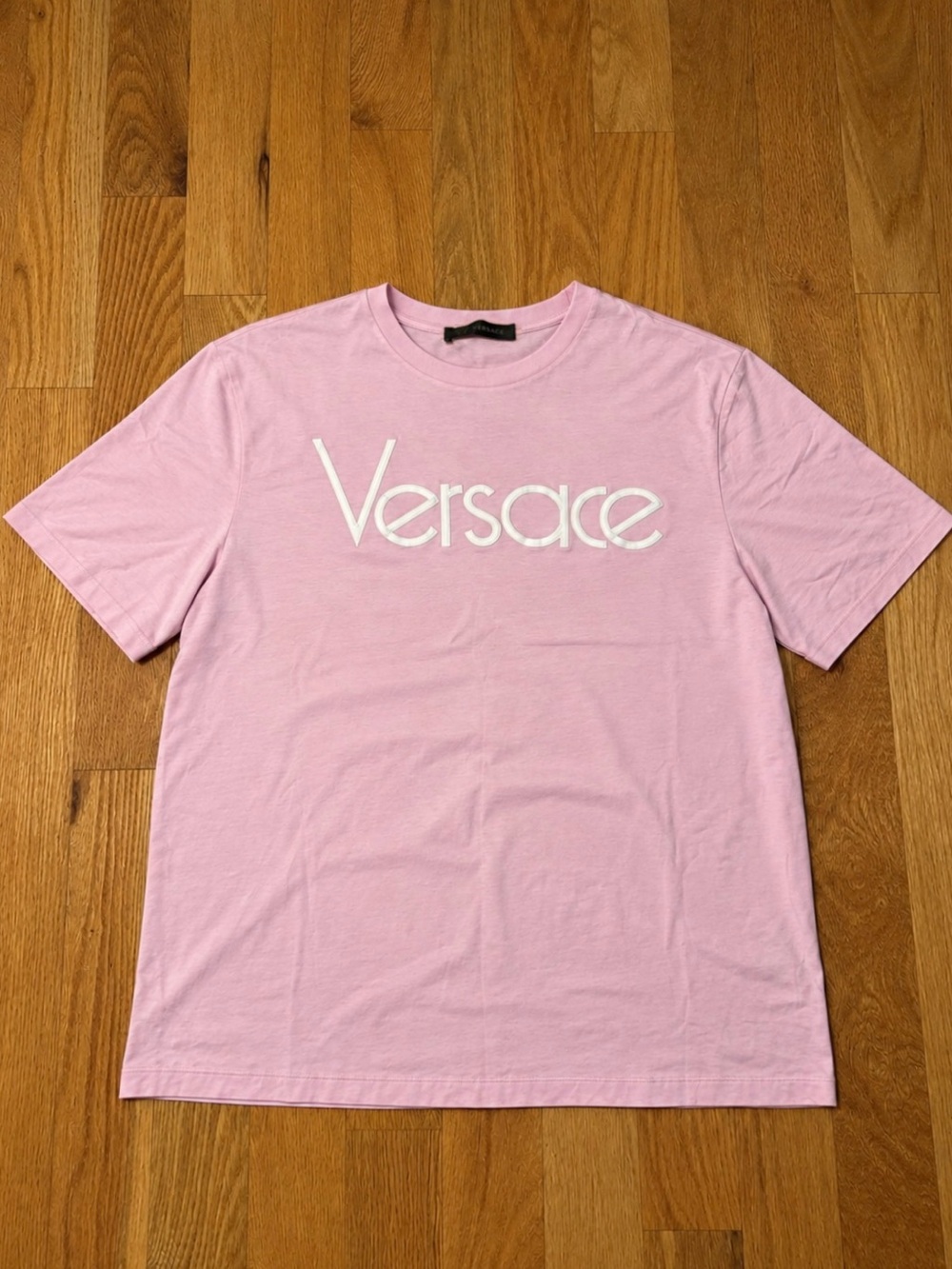 Versace Pink Spellout Runway Tshirt